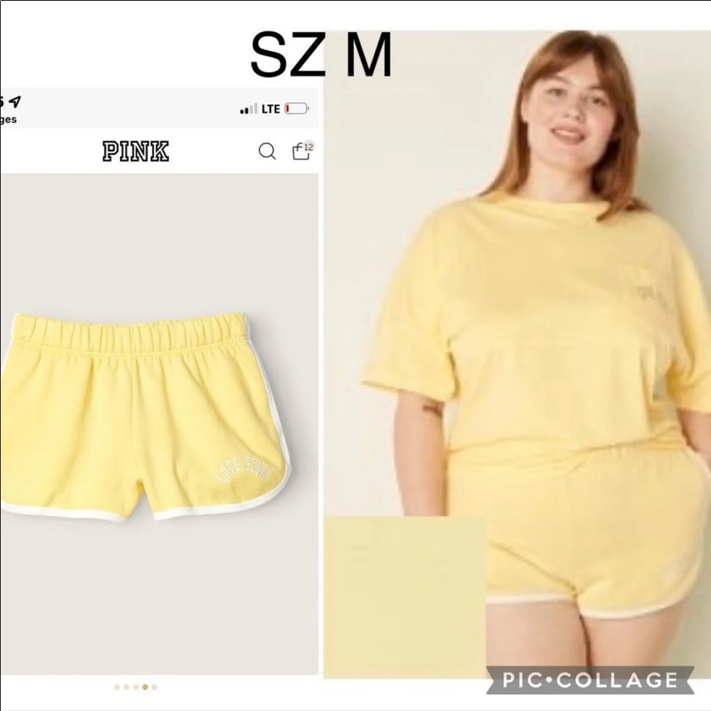Vs pink varsity pocket short sleeve tee varsity shorts M pale banana